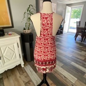 Dress very nice red in white long. 30in
